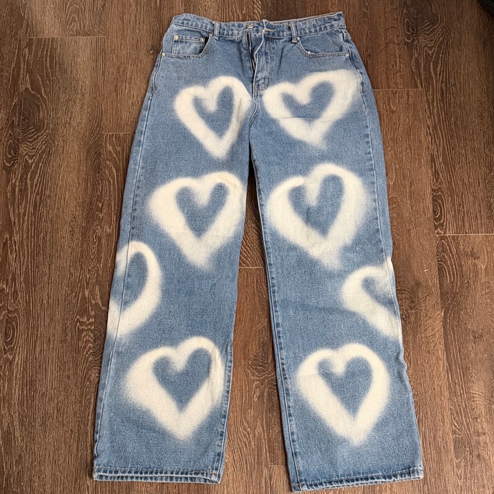 Adika Heart Print Straight Leg Jeans